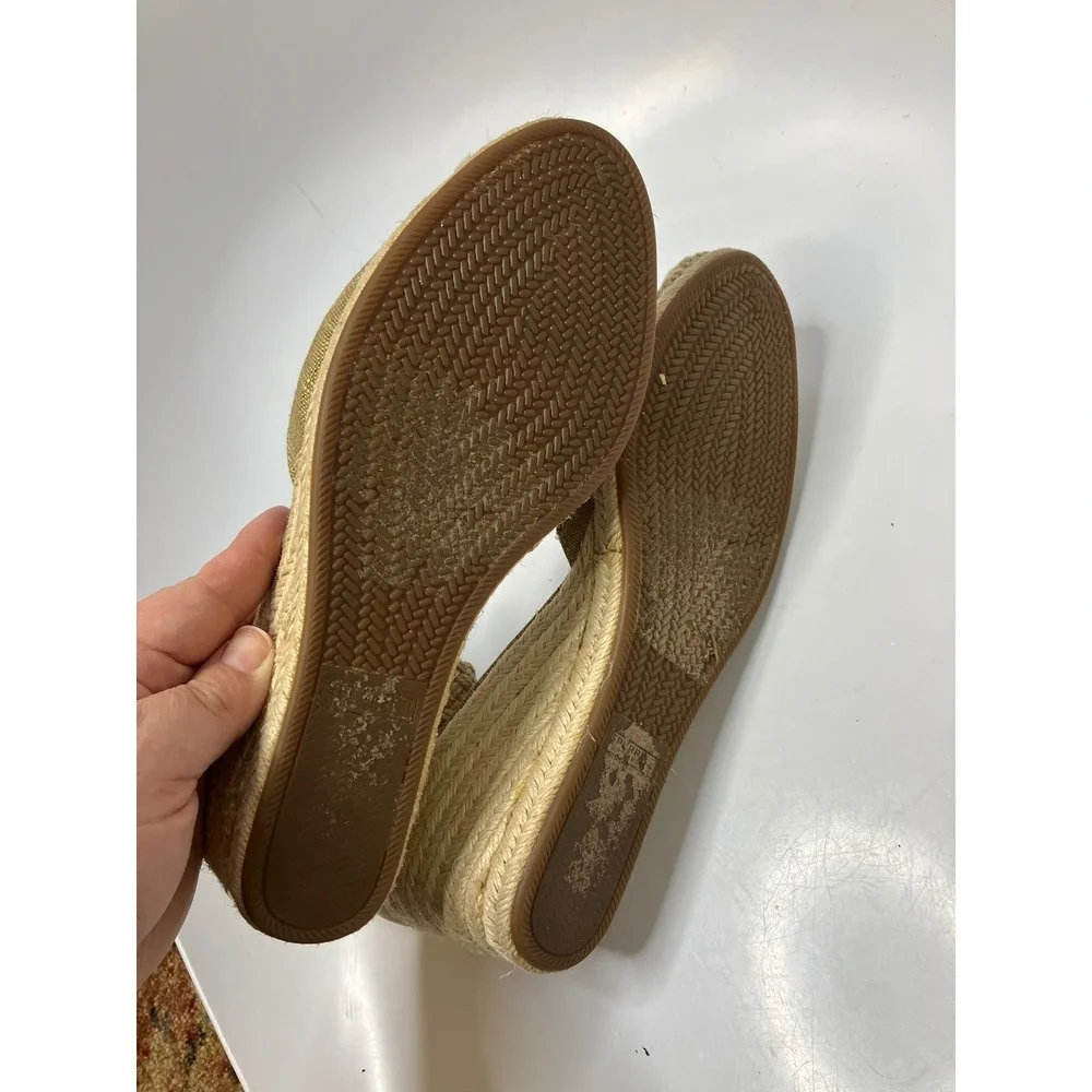 Sperry Valencia espadrille‎ wedge shoes women's size 9 tan gold preppy casual